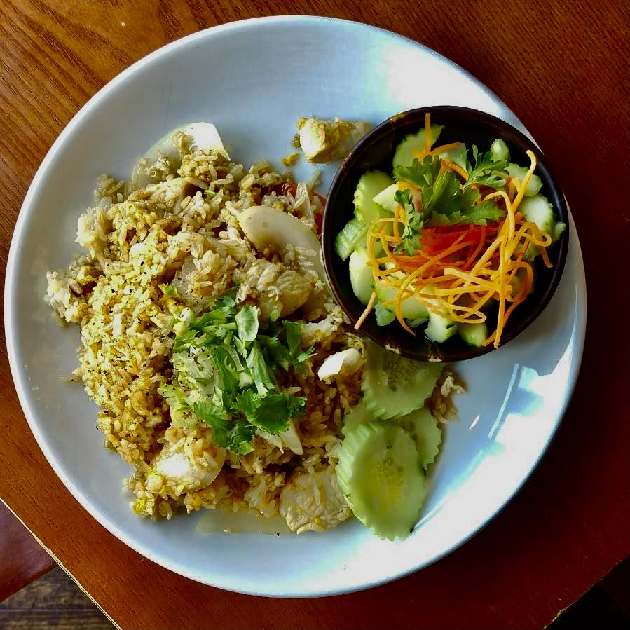 Rice dish with side salad